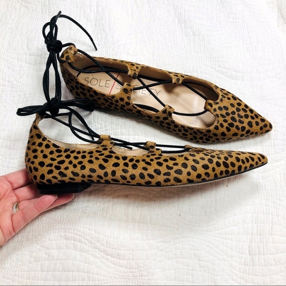🔥 Sole Society Georgina cheetah dot calf hair flats - Picture 8 of 12